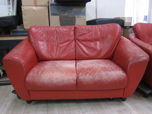 2人掛けソファ 染め直し施工 リカラー施工