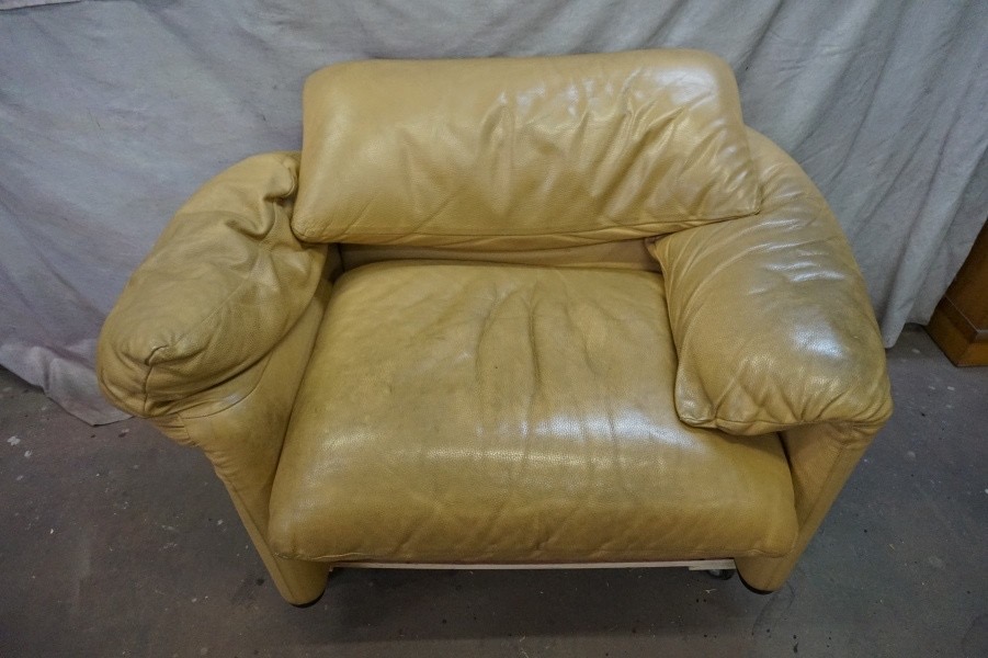 カッシーナ 1人掛けソファ 染め直し カラーチェンジ施工