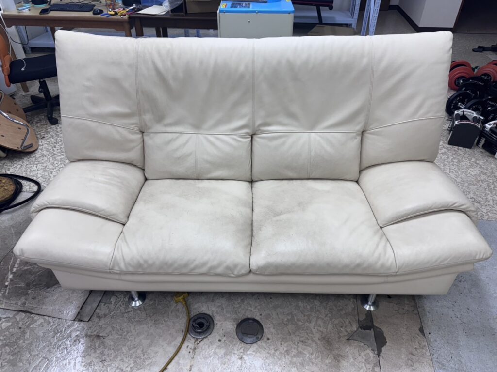 2人掛けレザーソファ 染め直し リカラー施工