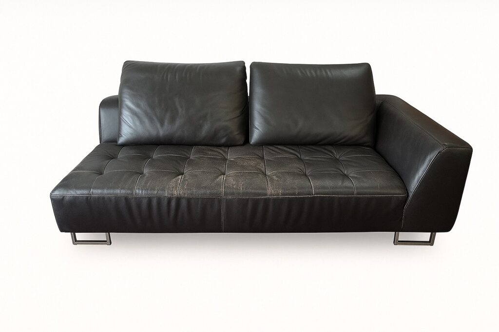 3人掛けレザーソファ 染め直し リカラー施工